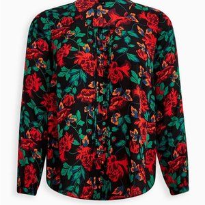 Torrid Georgette Pintuck Floral Blouse